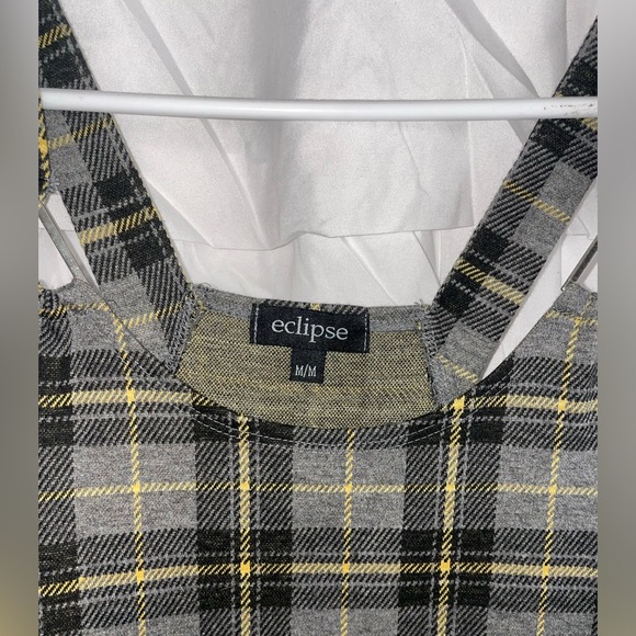 Grey Plaid Overall Style Mini Dress, Brand: Eclipse, Size: Medium - Picture 3 of 3